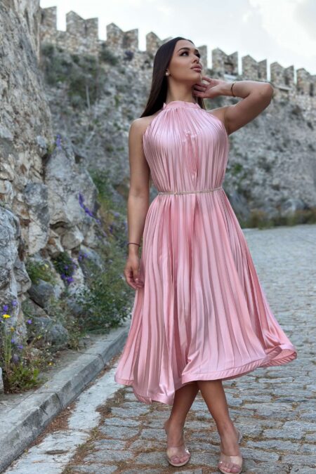 satin pink dress