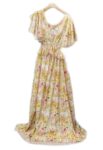 Maxi κίτρινο floral φόρεμα με cutout  και δέσιμο στην πλάτη