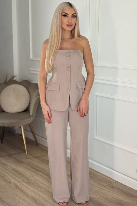 Σετ στραπλες γιλεκο με κουμπιά και παντελόνι