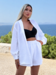 Σετ πουκάμισο με σορτς τύπου λινό