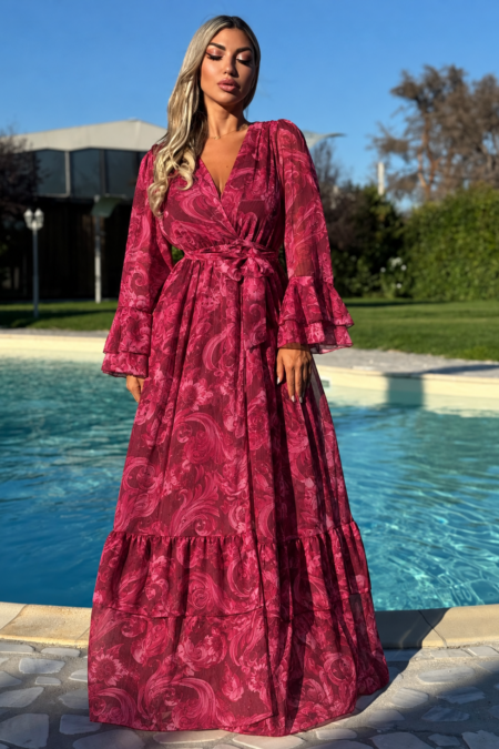 Μάξι floral φόρεμα κρουαζέ