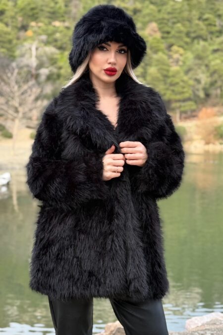 Γούνα fluffy με γιακα και τσέπες