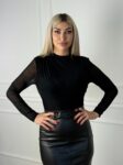 Ολόσωμο ελαστικό κορμάκι με διαφάνεια σε καφέ ή μαύρο