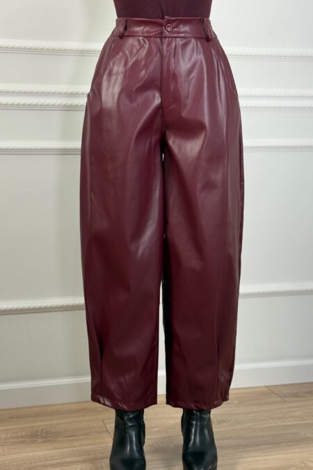 Παντελόνι δερματίνη σε καφέ ή μπορντό