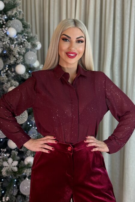 Στραφταλιζέ πουκάμισο μουσελίνα σε μπορντό ή μαύρο