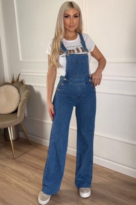Jean ολόσωμη σαλοπέτα με τσέπη μπροστά