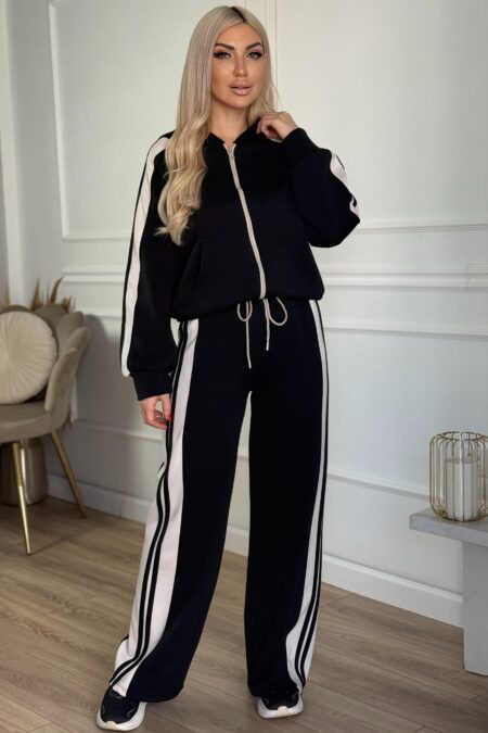 Αθλητικό σετ φόρμας με ρίγες σε μπεζ ή μαύρο