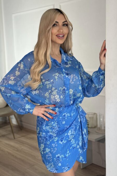 Σετ μουσελίνα πουκάμισο με μίνι φούστα με μοτίβο με τριαντάφυλλα