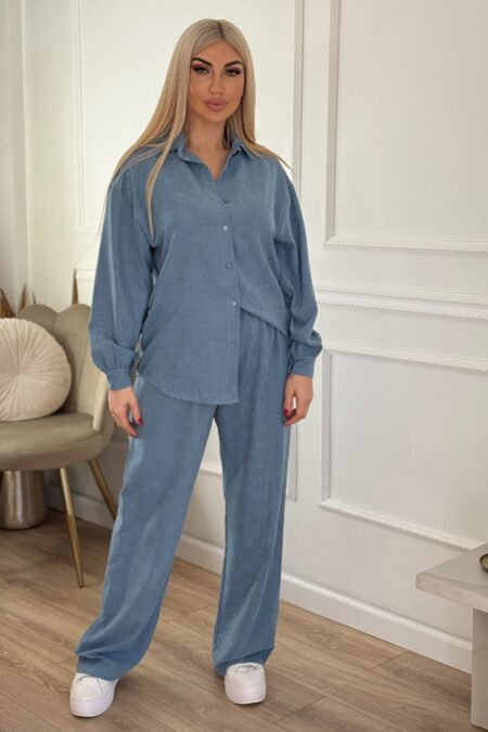 Σετ πουκάμισο με γιακά και παντελόνι σε χρώματα