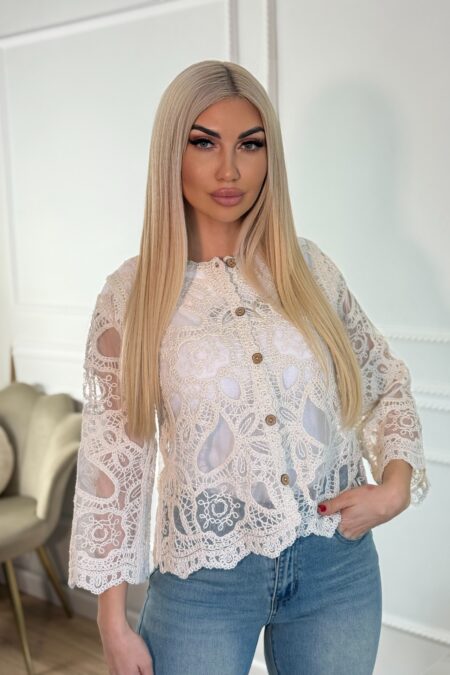 Μπεζ δαντελένια ζακέτα