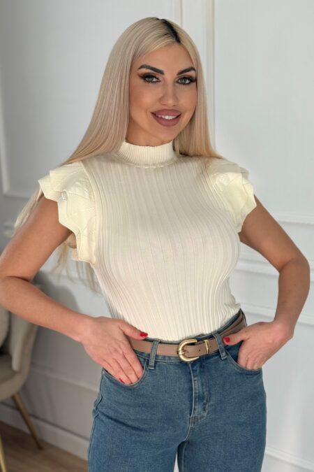 Αμάνικο ριπ τοπ με βολάν στα μανίκια σε αποχρώσεις