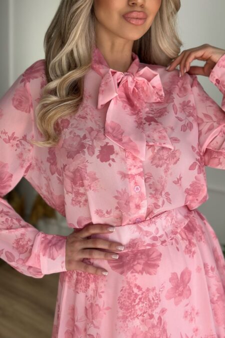 Πουκάμισο floral με φιογκάκι