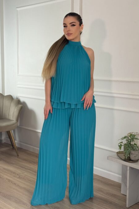 Oversized πλισέ σετ μπλούζα και παντελόνι