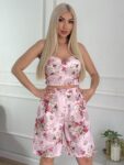 Floral σετ cropped τοπ  με βερμούδα