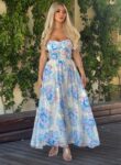 Μίντι floral φόρεμα τύπου μουσελίνα με δαντελένιες λεπτομέρειες