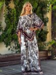 Σατέν σετ τοπ με παντελόνι με μοτίβο safari