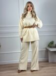 Πλεκτό σετ oversized μπλούζα με παντελόνι