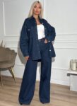 Πουα jean σετ με oversized jacket και παντελόνι