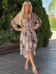 Σετ animal print πουκάμισο με ασσύμετρη φούστα