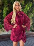 Boho σετ μπλούζα και μίνι φούστα με λαχούρια τύπου μουσελίνα